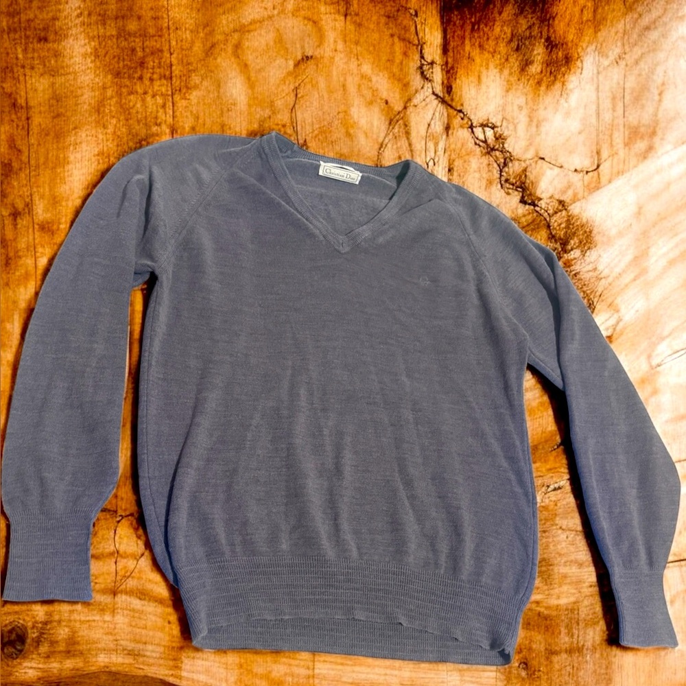 Dior Gray V-Neck Sweater for Men